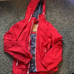Red rain jacket !